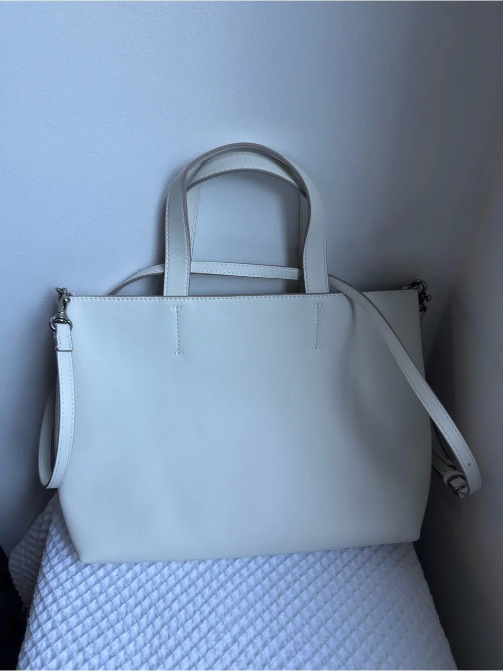 Calvin Klein White Tote Bag with Embossed CK